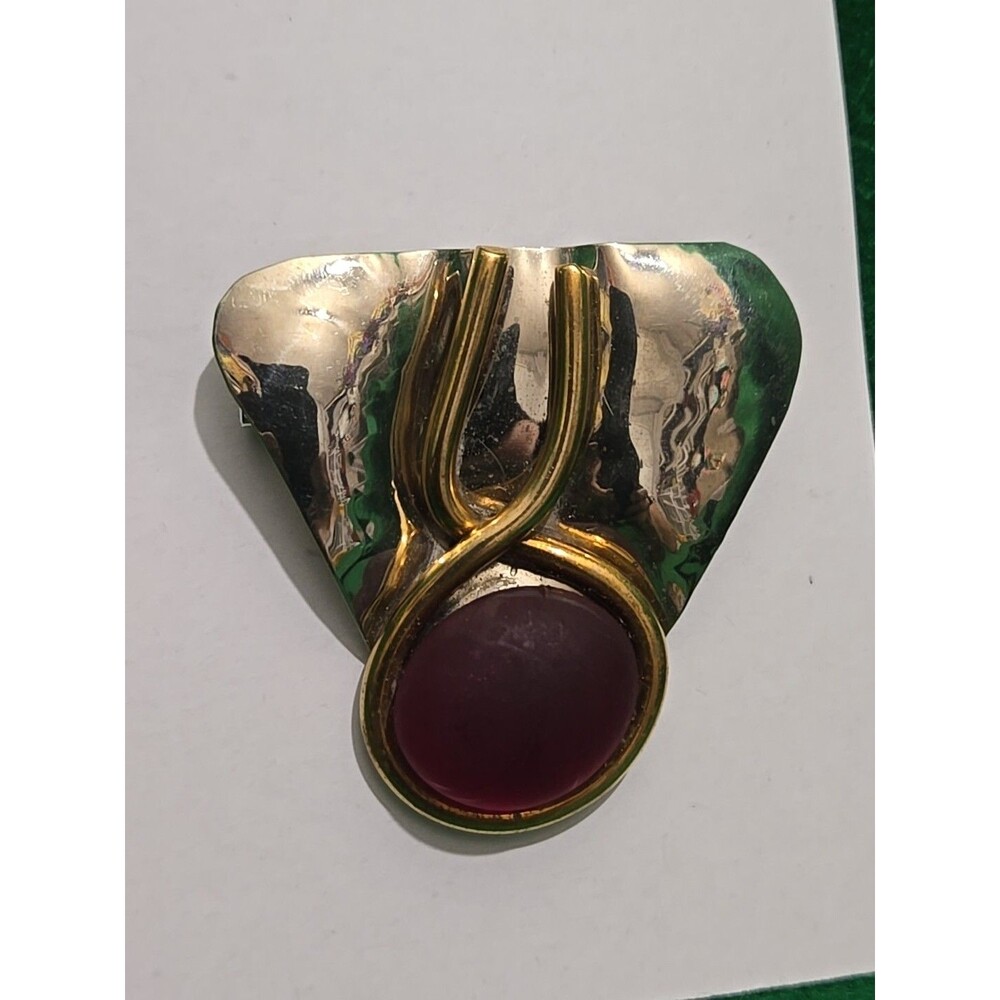 Artisan Ilan & Berry Signed Silver and Gold Tone Modernist Vintage Brooch Pin